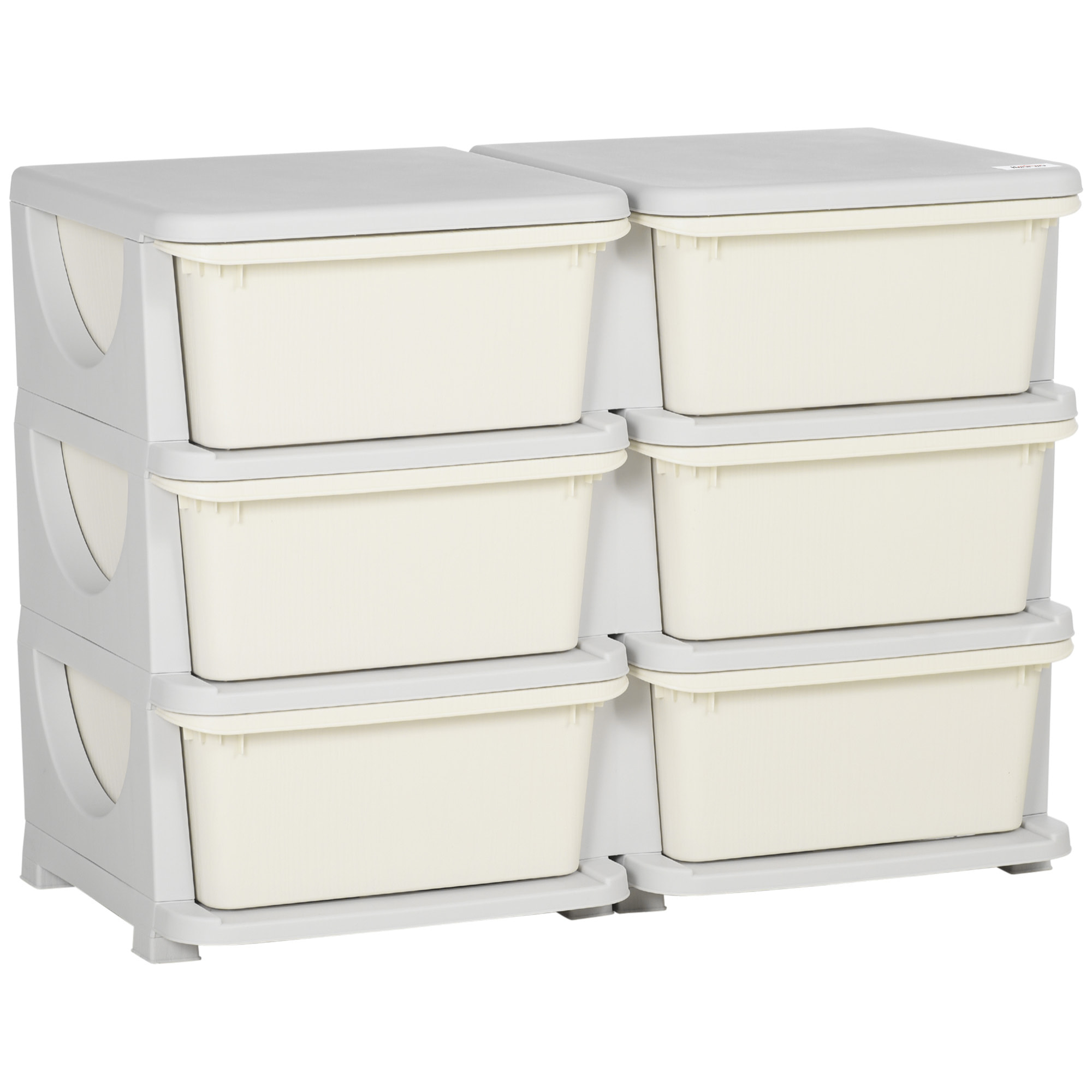 Organisateur de jouets enfant 6 tiroirs 3 niveaux gris clair crème