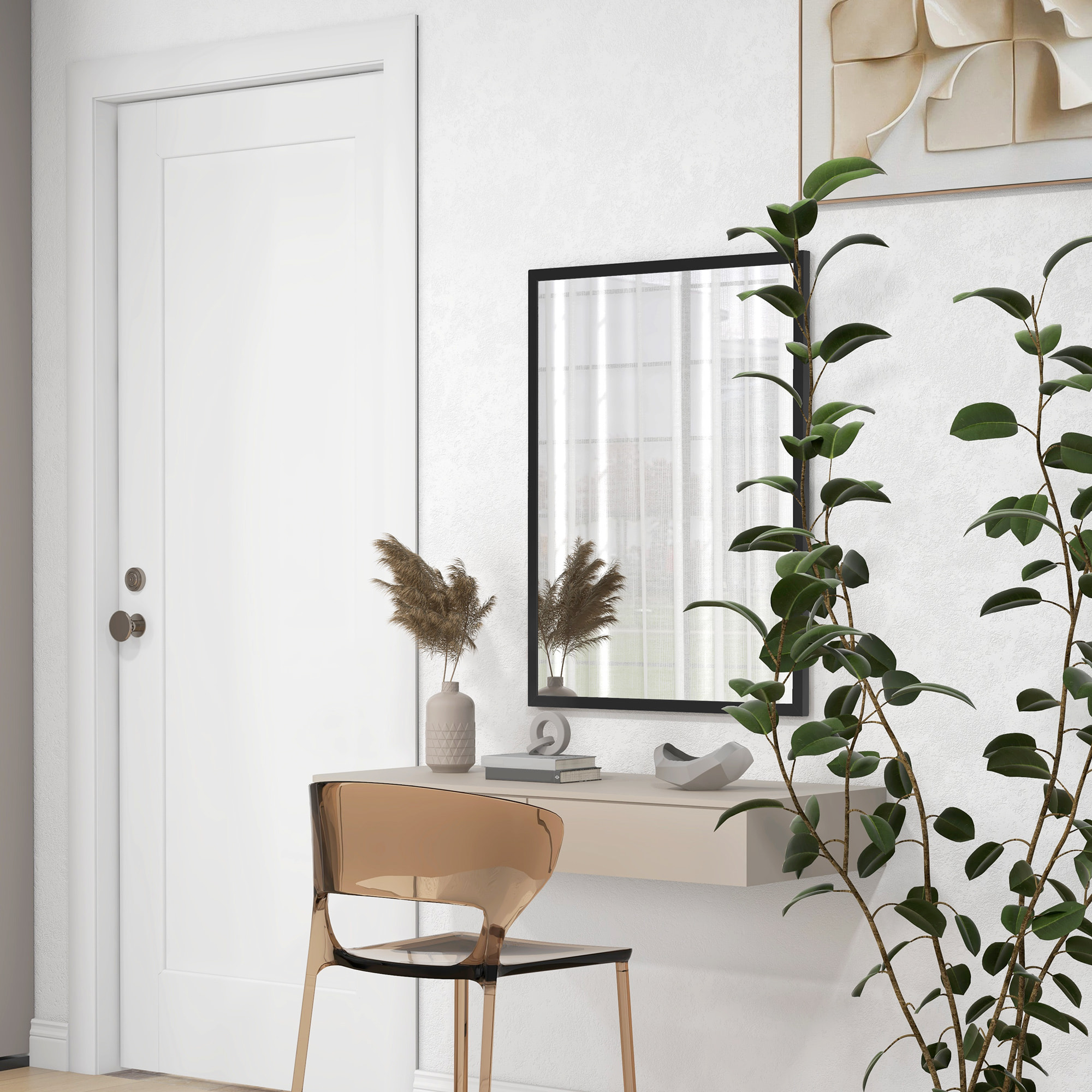 Miroir mural rectangulaire dim. 60L x 80H cm MDF noir