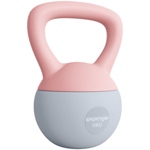 Kettlebell 6 Kg - prise ergonomique - entraînement musculaire & haltérophilie - PVC rose
