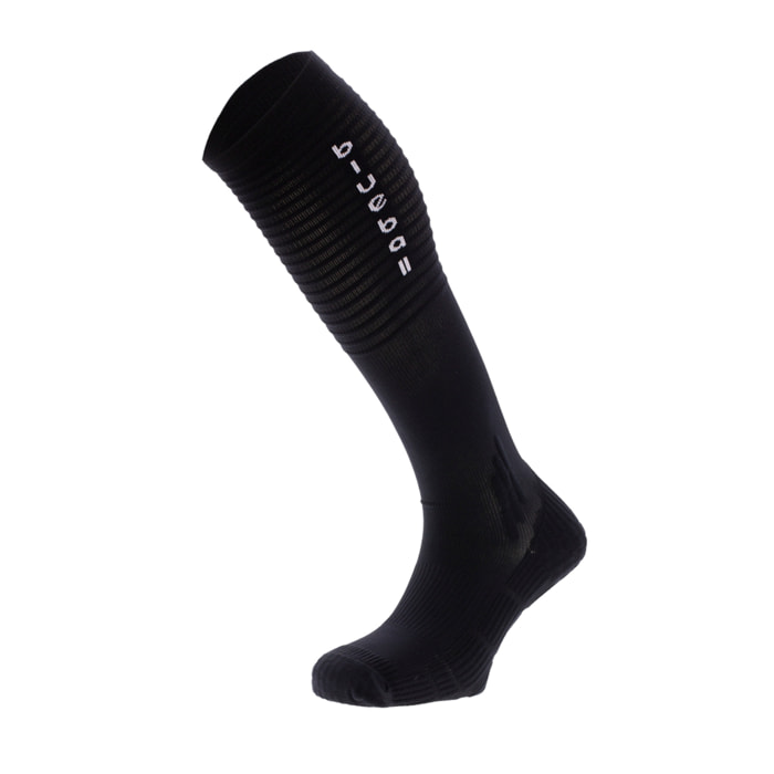 Calcetines largos de compresión unisex BLUEBALL Chamonix - Negro con logo blanco