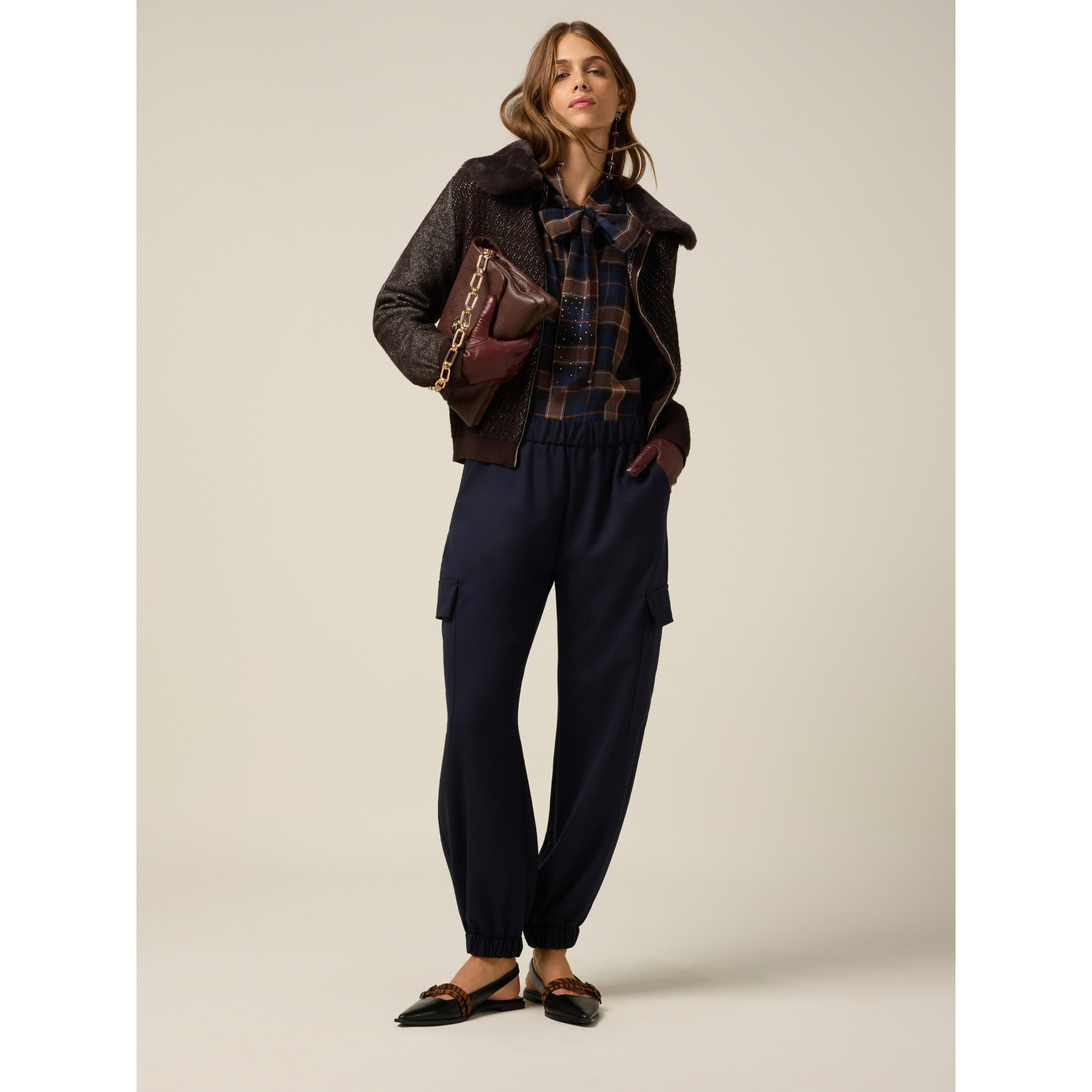 Oltre - Pantaloni joggers cargo - Blu