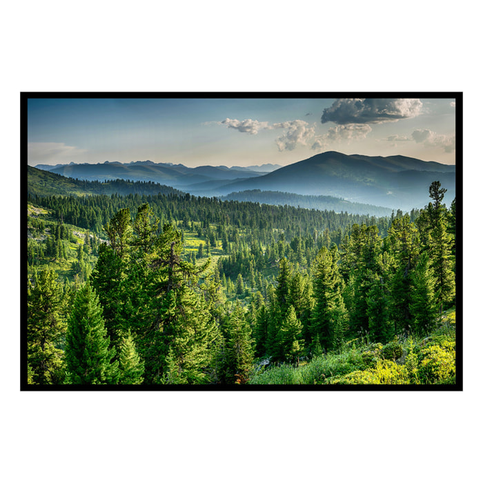 Affiche encadrée – Panorama montagneux et forêt Affiche + cadre en métal - Noir