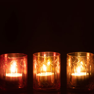 J-Line photophore Feuilles Droit - verre - mix - 3 pcs