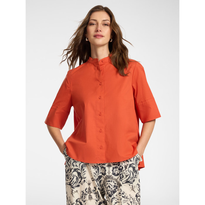 Elena Mirò - Camisa con cuello mao - Naranja sol