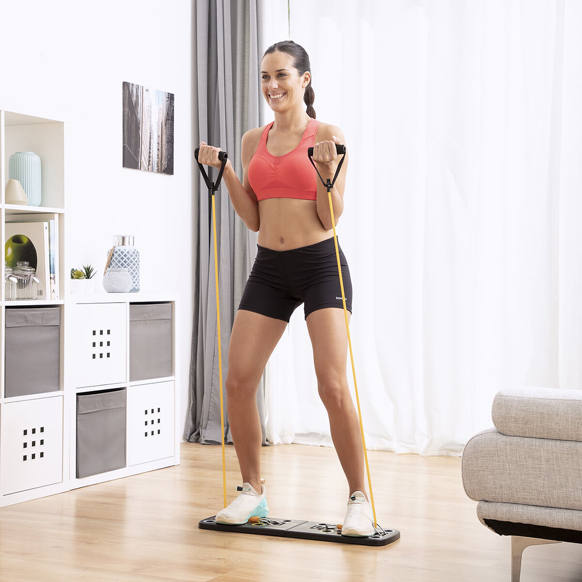 Pack planche de pompes avec bandes de résistance, ceinture sauna sport et guide InnovaGoods