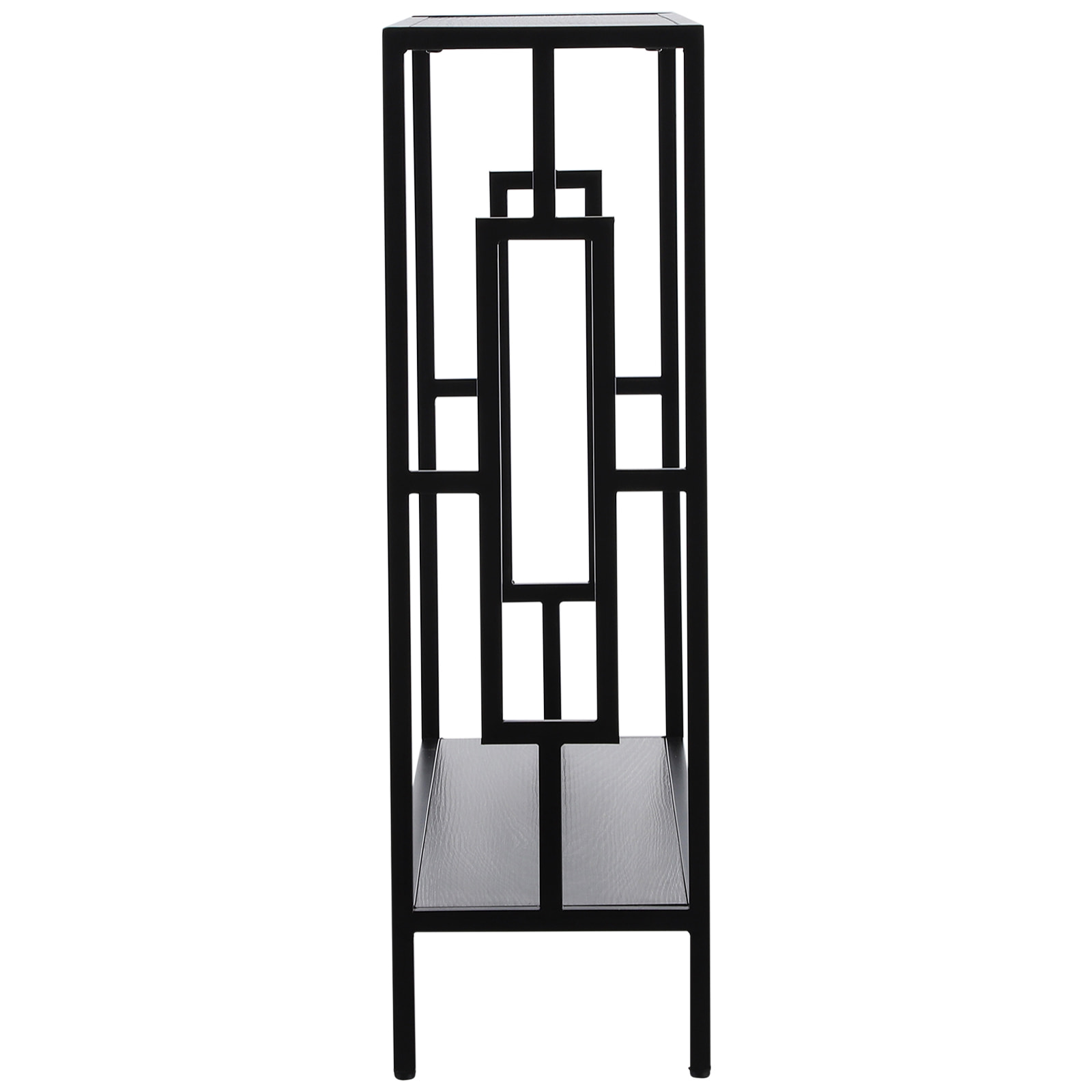 Console table d'appoint design industriel dim. 106L x 23l x 76H cm étagère acier noir panneaux particules bois gris