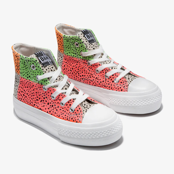 Zapatillas Altas Puntos Multicolor Patchwork B&W