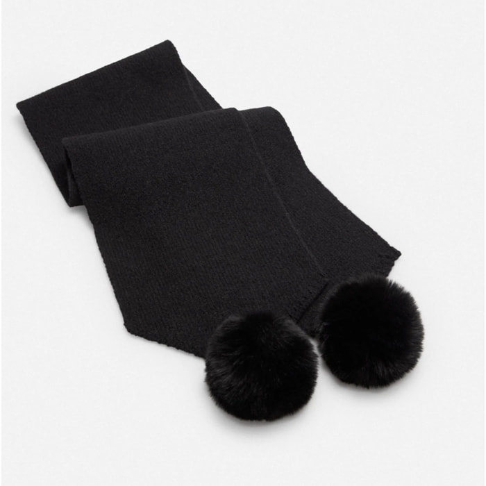 Sciarpa con pompon nero