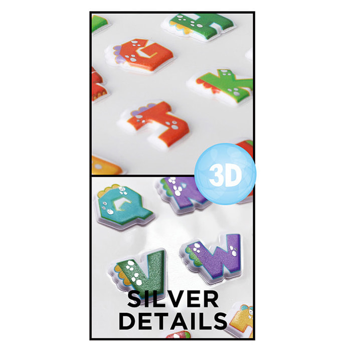 PACK 24 Uds. PEGATINAS STICKERS RELIEVE DISEÑO LETRAS