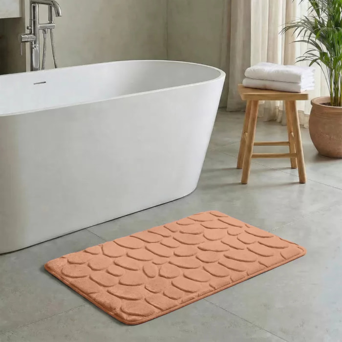 TAPIS DE BAIN GALET MOUSSE PECHE 50X80 CM