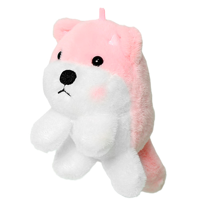 Peluche appeso extra soffice. Design Shiba Inu rosa. 18 cm.