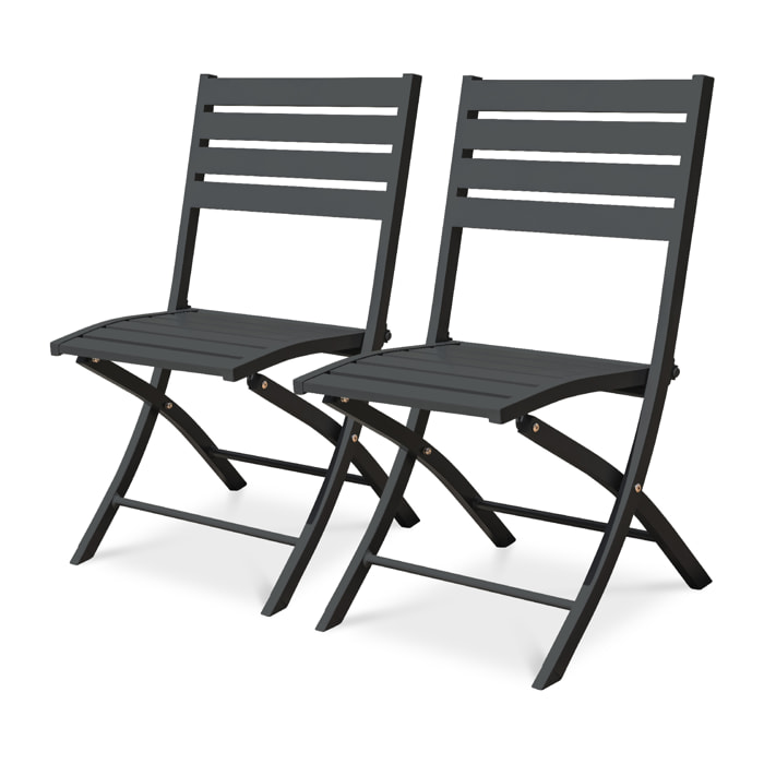 MARIUS - Lot de 2 chaises de jardin en aluminium gris anthracite