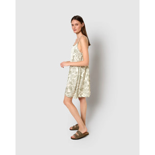 Vestido corto satén tiberina verde cacería