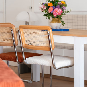 Lot de 2 chaises en cannage et tissu bouclé - MUSE