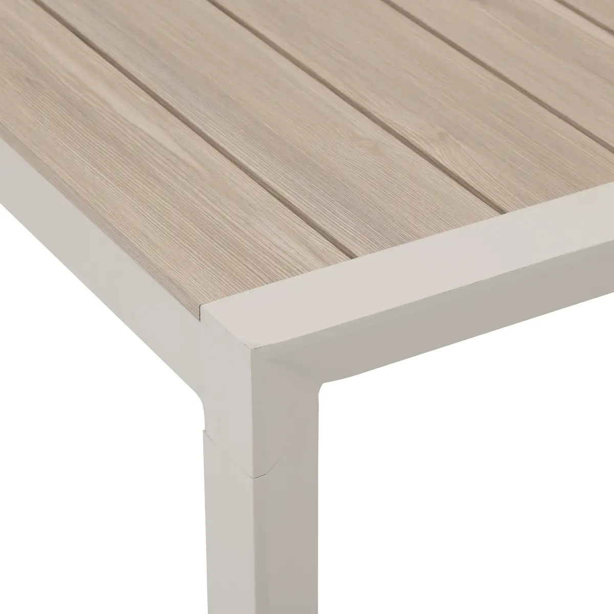Table de jardin "Évasion" effet bois lin & argile 4 places lates en aluminium