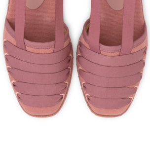 Alpargata plana embetada Glen en algodón con cintas y suela de cuerolite