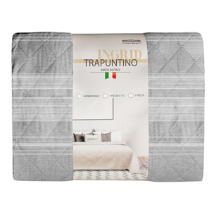 TRAPUNTINO MATRIMONIALE DIS.INGRID STRIPES GRIGIO MADE IN ITALY MEZZA STAGIONE