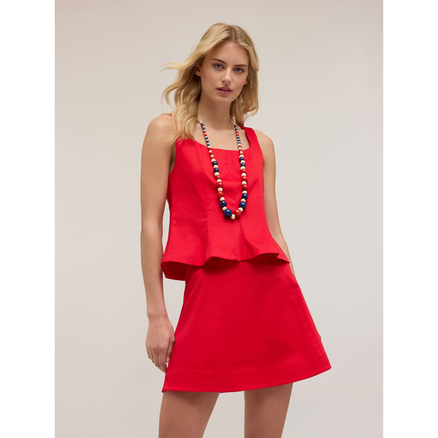 Motivi - Top peplo in cotone - Rosso