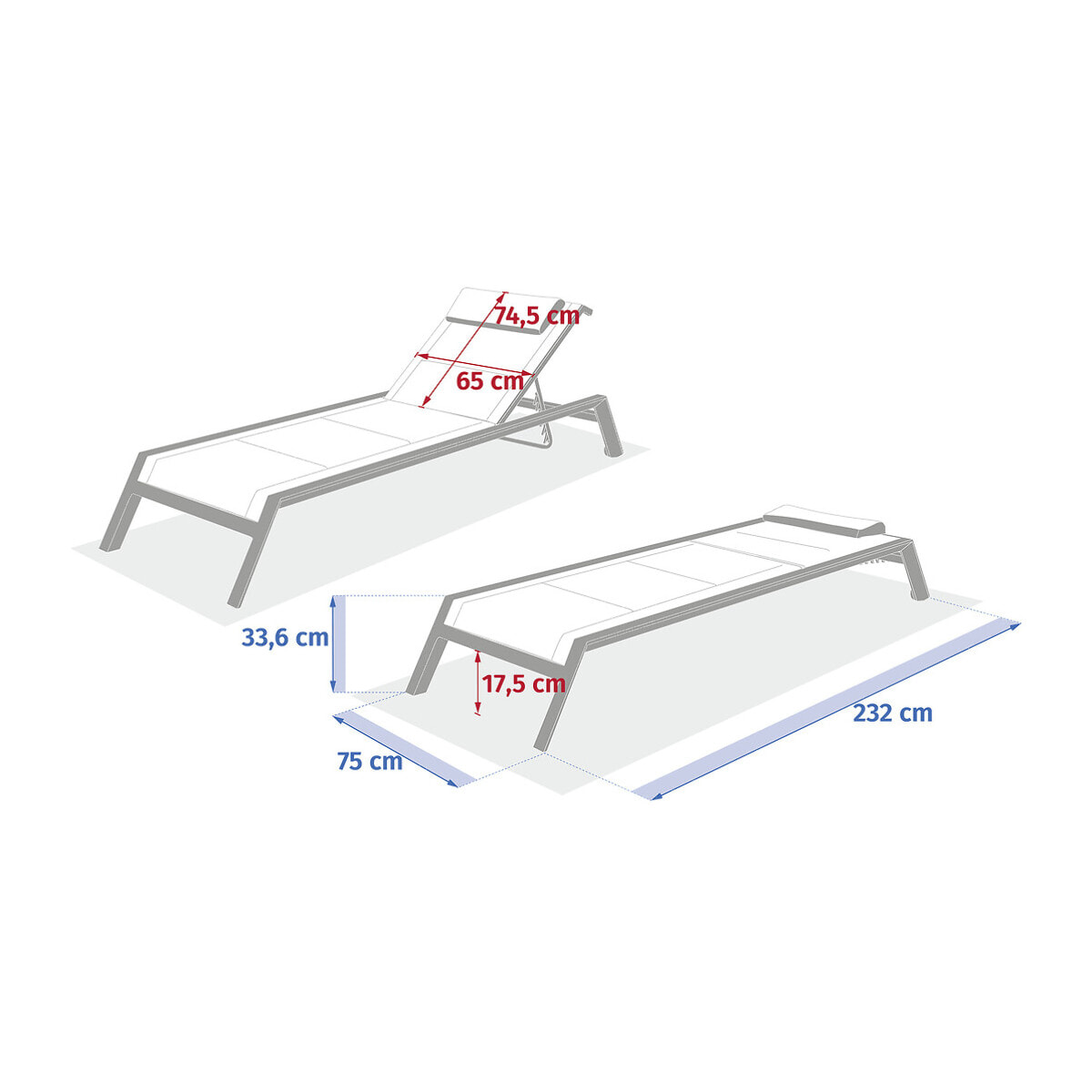 Transat "Allure" lin & argile 2 roues en aluminium et texaline