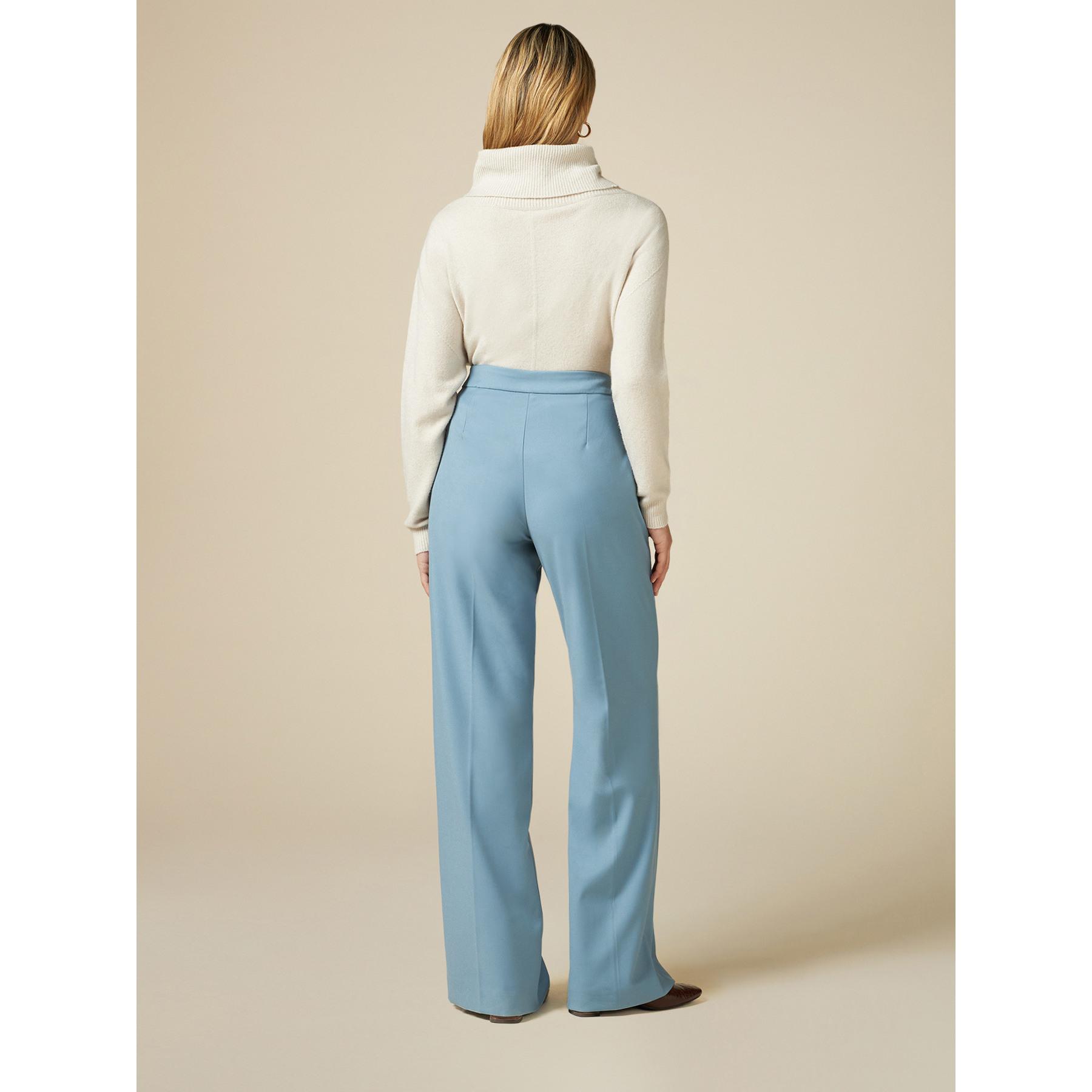 Oltre - Pantalones modelo Palazzo de franela - Light - blue