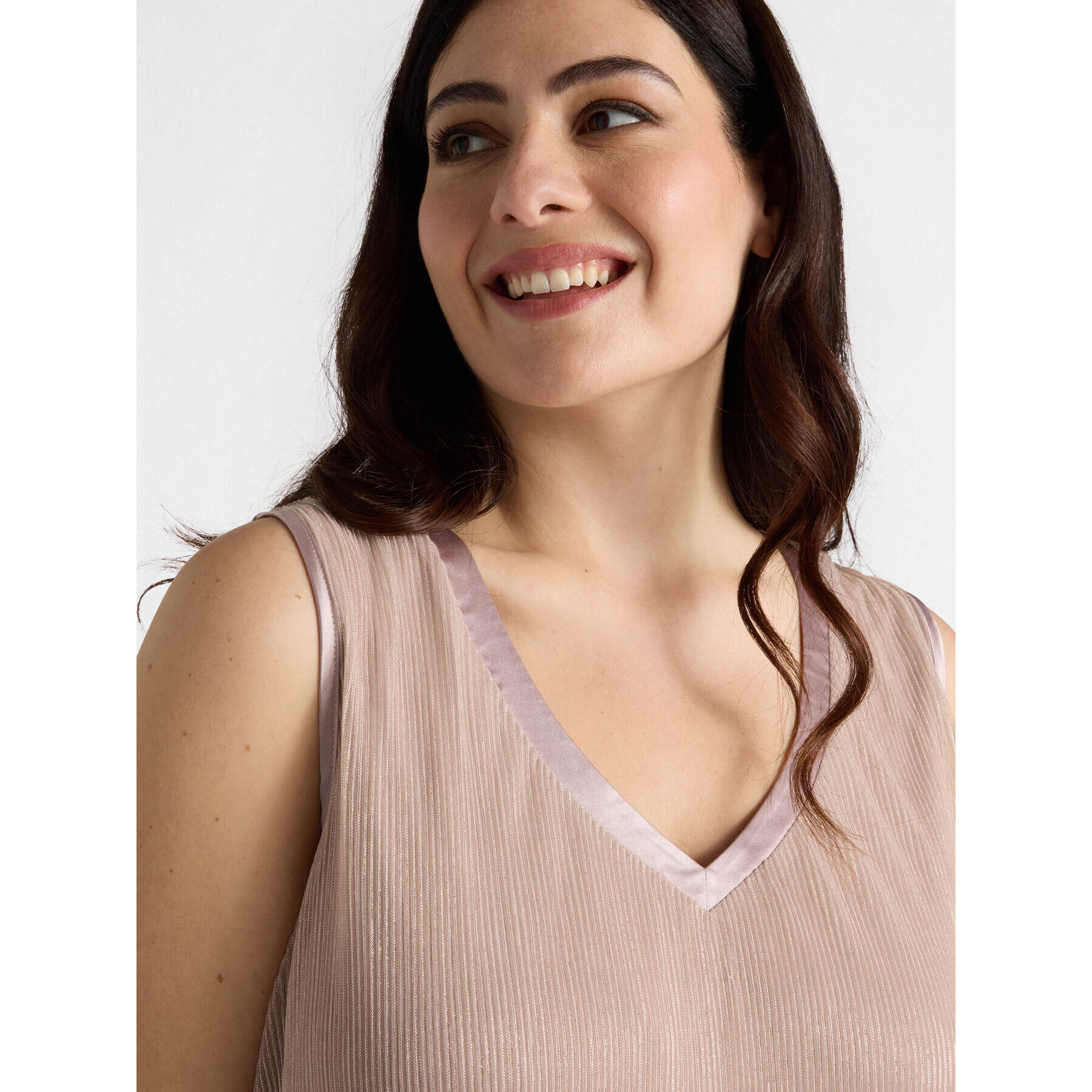 Fiorella Rubino - Top lurex con scollo a V - Rosa cipria