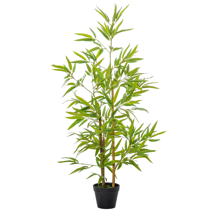 Outsunny árbol de Bambú Artificial en Maceta 120 cm Planta Artificial Decorativa para Interior y Exterior Hogar Salón Oficina Verde