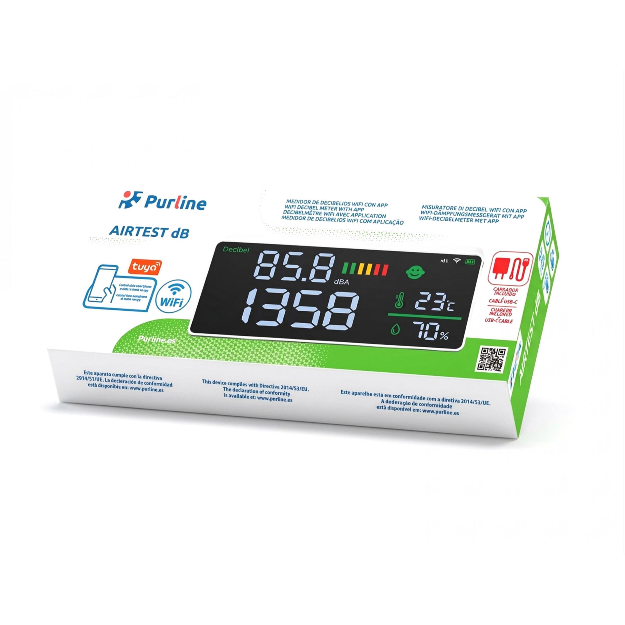Medidor de Decibelios WIFI con control por App AIRTESTdB PURLINE