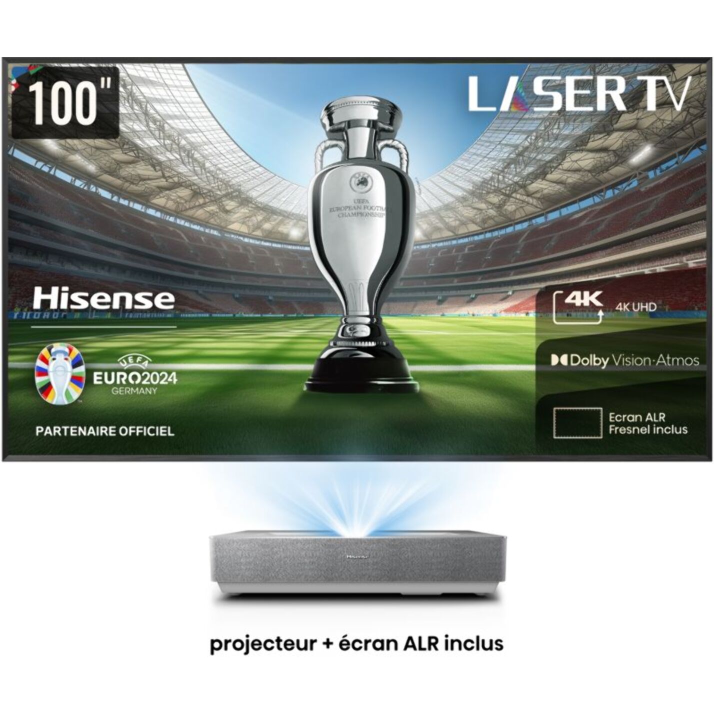 Vidéoprojecteur home cinéma HISENSE 100L5HD Laser TV + écran ALR FRESNEL