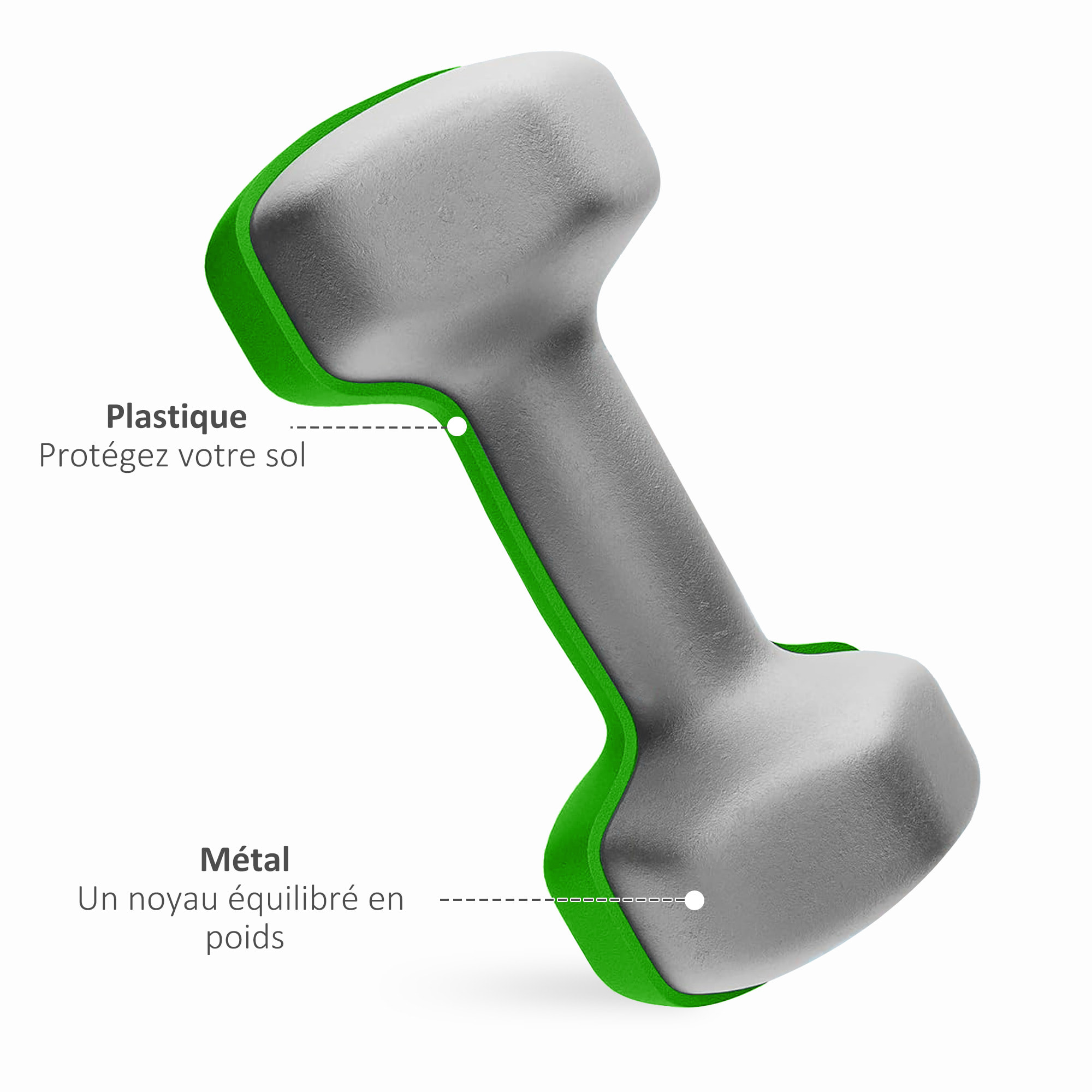 Support noir pour 6 haltères vinyles - 6 haltères incluses total 24 Kg - noir gris vert