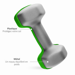 Support noir pour 6 haltères vinyles - 6 haltères incluses total 24 Kg - noir gris vert