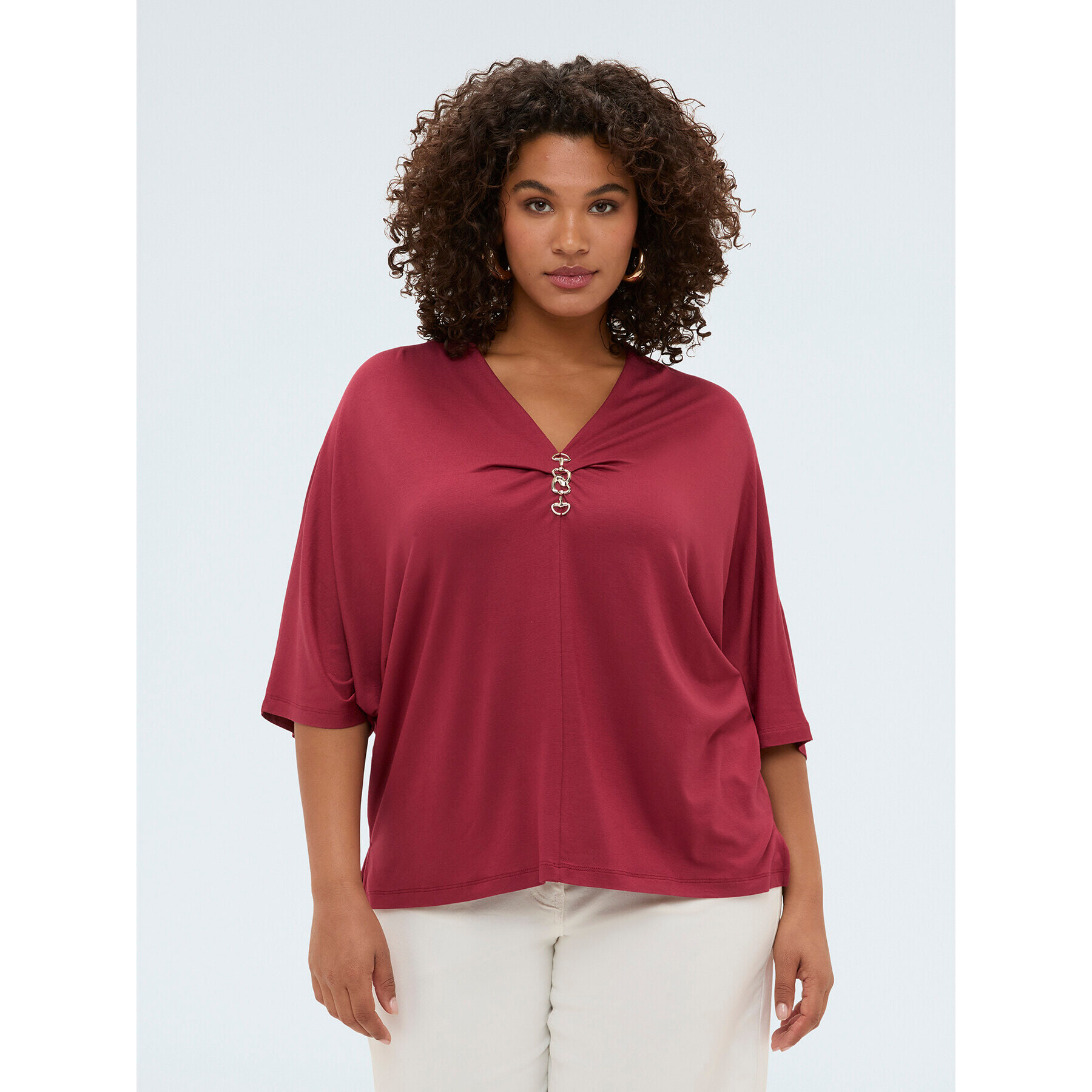 Fiorella Rubino - Camiseta de viscosa con detalle decorativo - Rojo