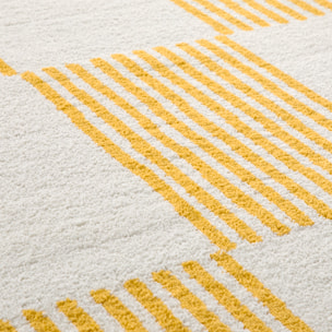 GROOVY - Tapis rétro coloré style seventies - Confortable et moelleux - Jaune