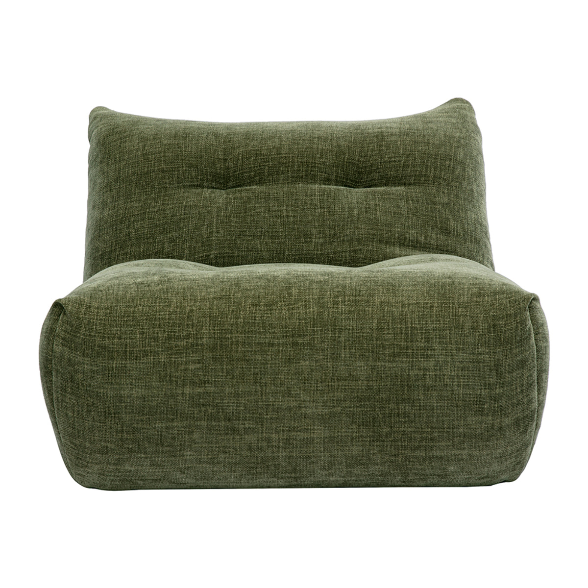 Fauteuil lounge en tissu effet velours texturé vert kaki BUMPY