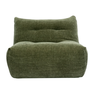 Fauteuil lounge en tissu effet velours texturé vert kaki BUMPY
