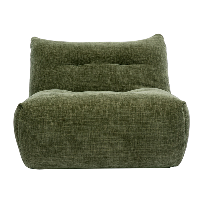 Fauteuil lounge en tissu effet velours texturé vert kaki BUMPY