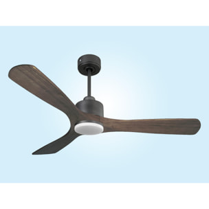 Ventilador de techo Reversible Termostato Dimable Wifi Motor DC Techos Inclinados Mando a Distancia Luz tres tonos Hypersilence Memoria MoyoD132C03LED65271 PURLINE