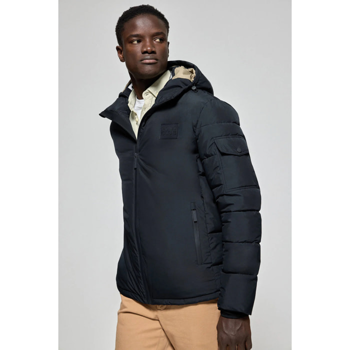 Chaqueta St Moritz azul marino acolchada de capucha fija y detalles Polo Club