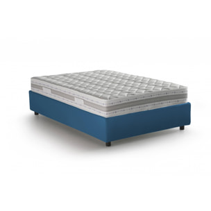 Letto piazza e mezza Nicole, Letto contenitore con rivestimento in tessuto, 100% Made in Italy, Apertura frontale, adatto per materasso Cm 120x190, Blu