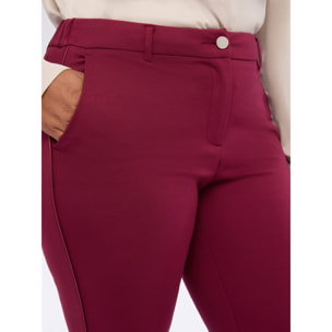 Fiorella Rubino - Pantalones Kick Flare en Punto Milano - Burgundy