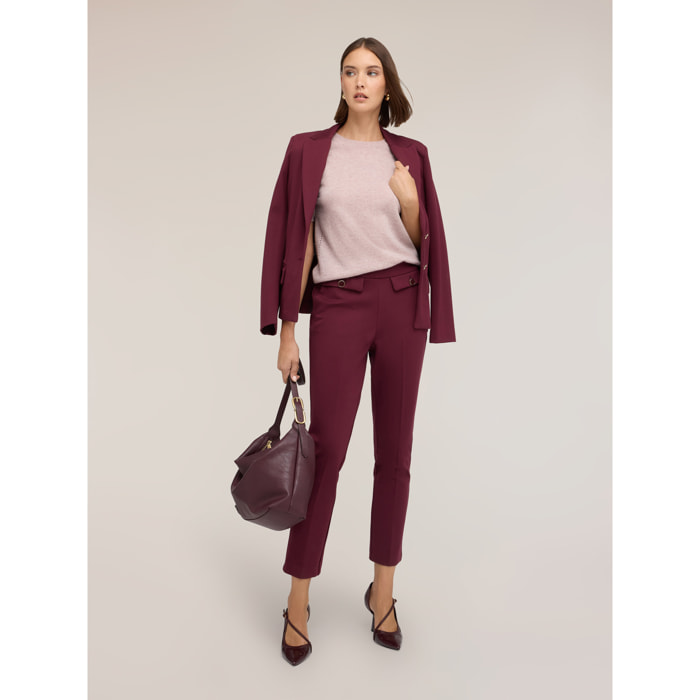 Motivi - Pantaloni regular in punto milano - Bordeaux