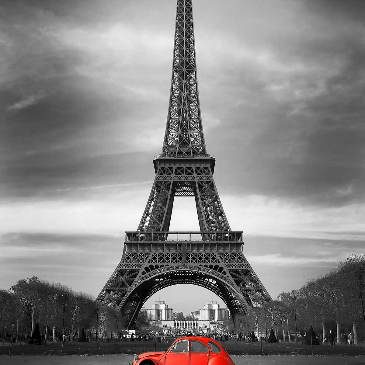 Tableau tour eiffel et voiture rouge Tableau alu Dibond