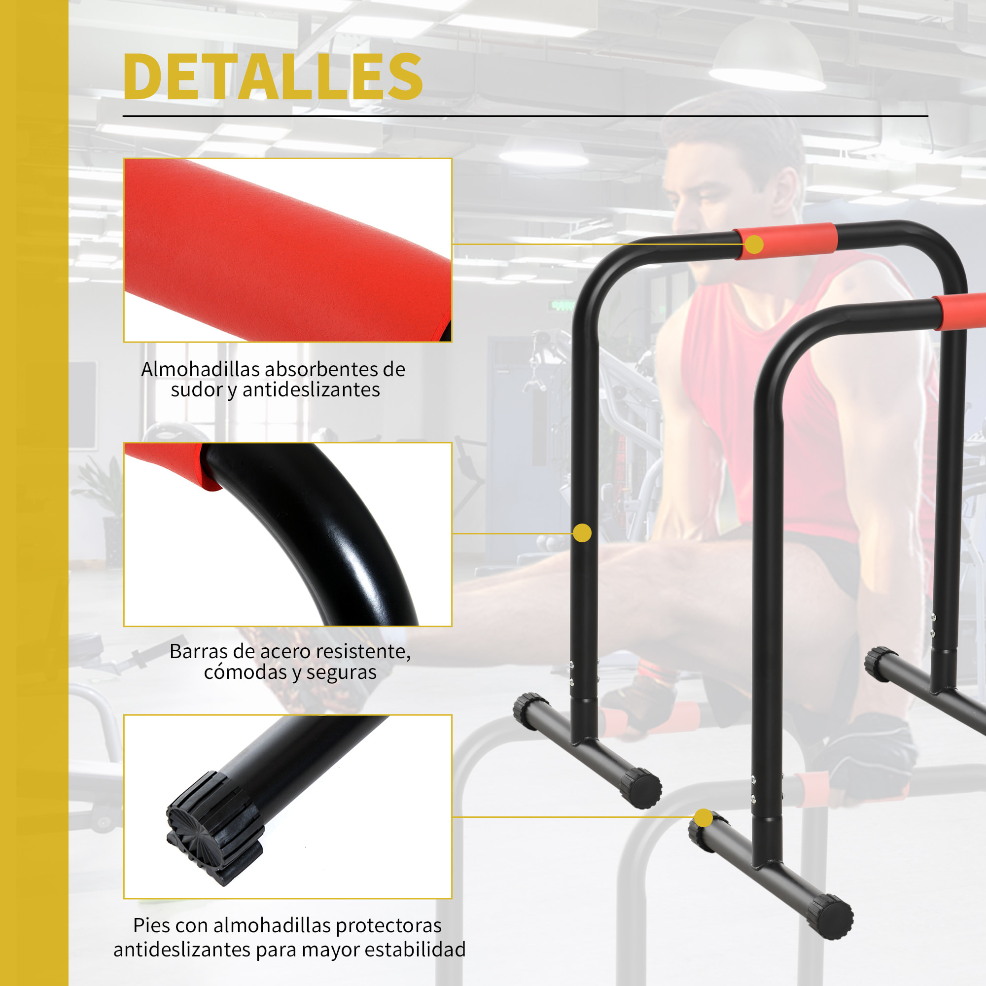 Barras Paralelas Training Soporte con Mango 63x41x73 cm Negro