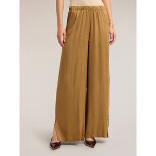 Motivi - Pantalones palazzo en raso de viscosa - Beige