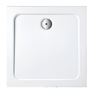 Receveur de douche 90 x 90 cm Flight carré blanc avec bonde horizontale chromé