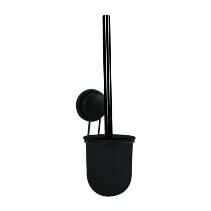 Brosse Wc avec support mural Acier Mega ventouse Noir MSV