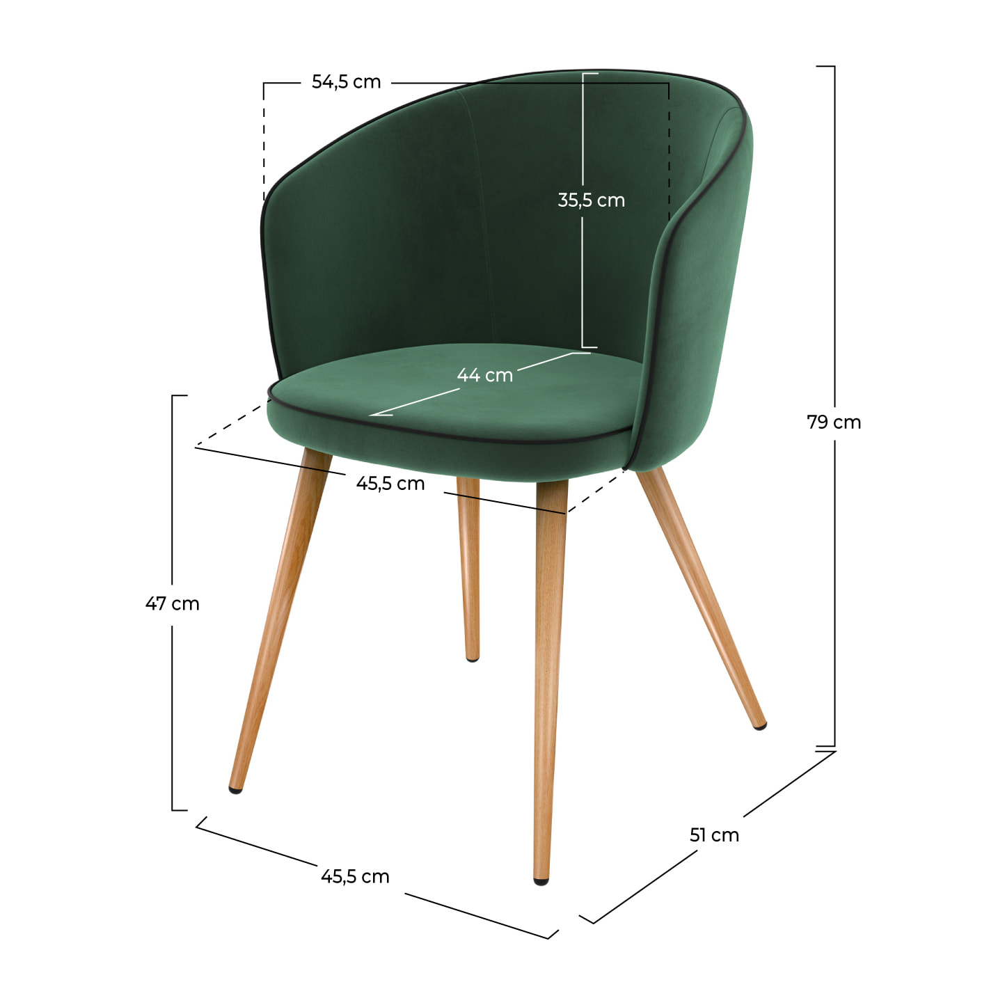 Lot de 2 chaises en velours vert - Chiara