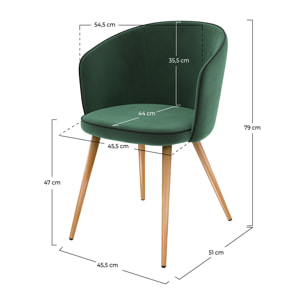 Lot de 2 chaises en velours vert - Chiara