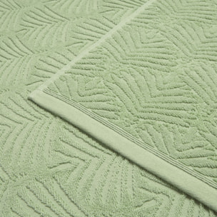Toalla de baño de rizo jacquard hojas Palmir color verde 100% Algodón