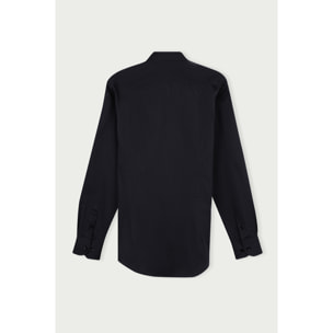 Camicia Uomo 1 Bottone Francese Slim Satin Riga Media Grigio Scuro/Nero