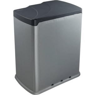 Cubo de Basura con 2 Compartimentos, 7 l + 15 l, Gunnar, Plateado